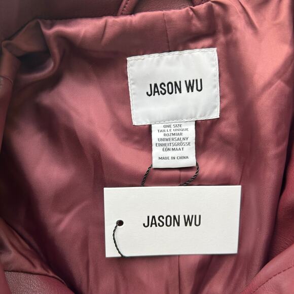 Jason Wu Burgundy Faux Leather Cape One Size - Picture 8 of 9